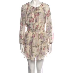 LoveShackFancy Petite Floral Chiffon Ruffle Mini Dress